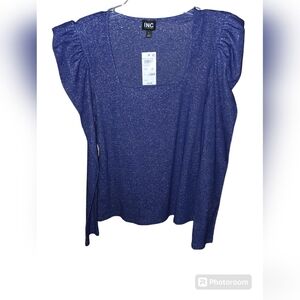 I.N.C. long sleeved blue sapphire crush top